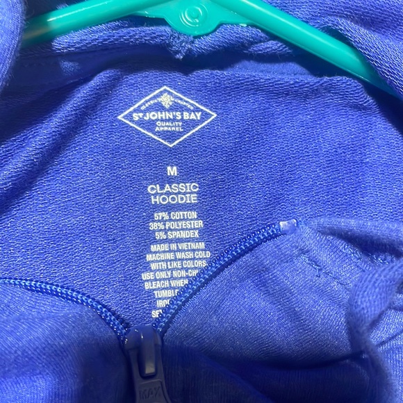 St Johns Bay Sweatshirt Size M Women’s Blue Full Zip Hoodie - Picture 2 of 5
